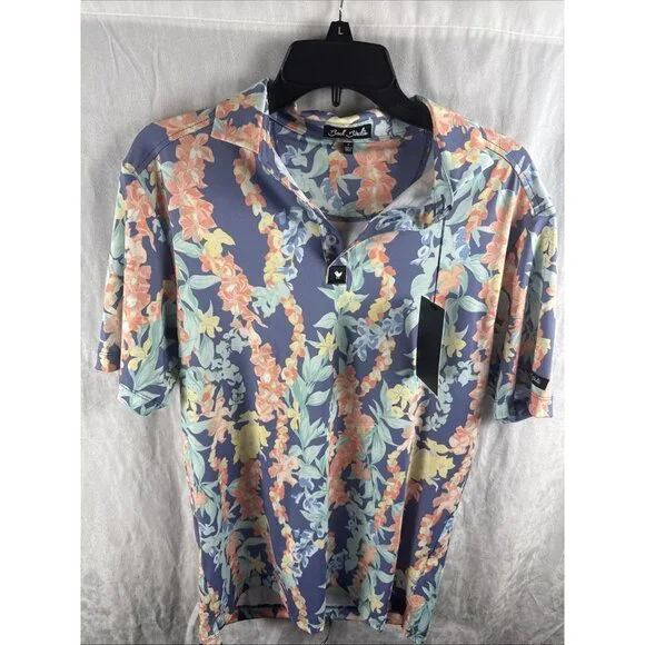 Bad Birdie Men’s Medium Golf Polo Core Lei’d Floral Colorful Tropical New $78 - Picture 4 of 6